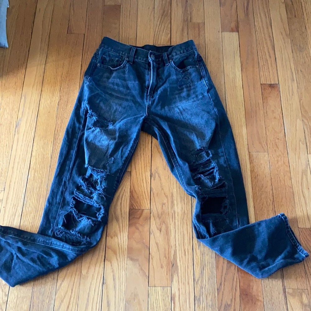 Distressed black jeans